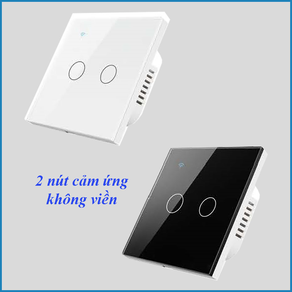 Công tắc cảm ứng thông minh Wifi KNX Smart Home, 2 nút mặt kính trắng hoặc đen không viền, chuẩn EU.