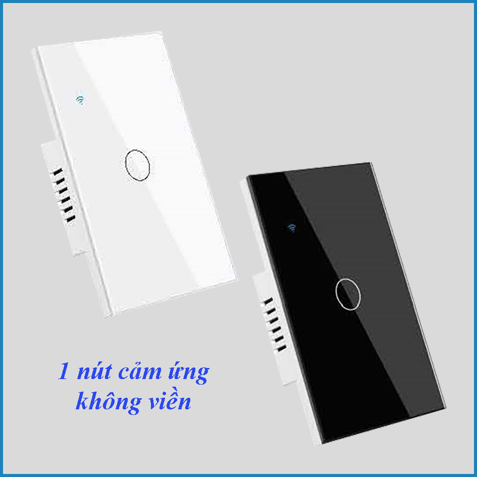 Công tắc cảm ứng thông minh Wifi KNX Smart Home, 1 nút mặt kính trắng hoặc đen không viền, chuẩn US.