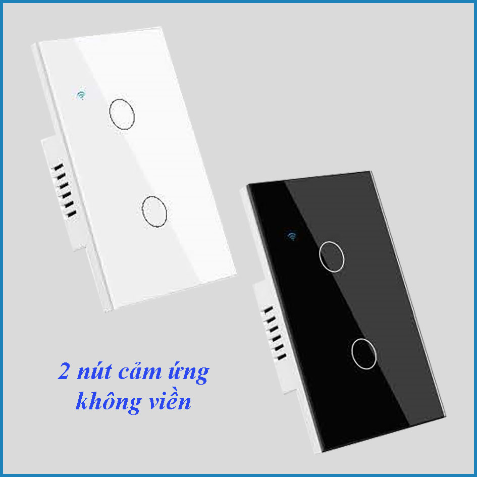 Công tắc cảm ứng thông minh Wifi KNX Smart Home, 2 nút mặt kính trắng hoặc đen không viền, chuẩn US.