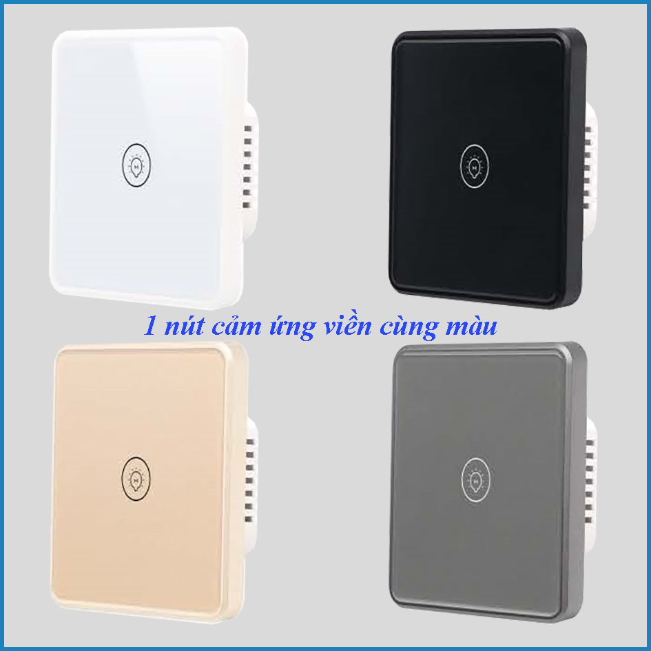 Công tắc cảm ứng thông minh Wifi KNX Smart Home 1 nút mặt kính trắng, đen, vàng hoặc xám viền nhựa cùng màu chuẩn EU