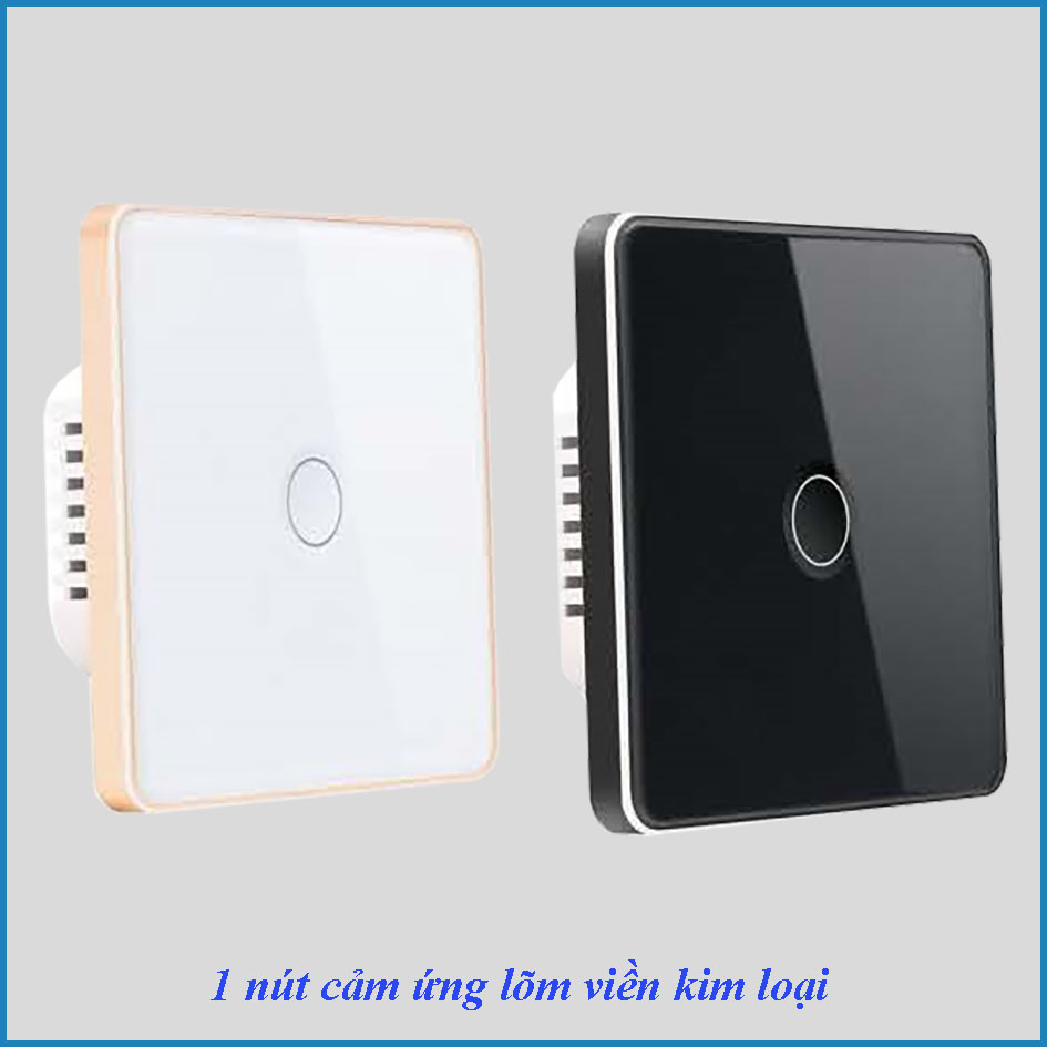 Công tắc cảm ứng thông minh Wifi KNX Smart Home 1 nút lõm mặt kính trắng hoặc đen viền kim loại chuẩn EU