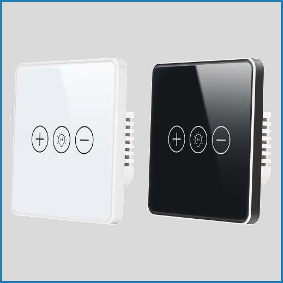 Công tắc điều chỉnh độ sáng thông minh Wifi KNX Smart Home 1 kênh - Mặt kính trắng hoặc đen viền kim loại chuẩn EU