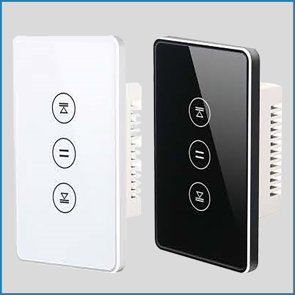 Công tắc cửa cuộn thông minh Wifi KNX Smart Home Mặt kính trắng hoặc đen viền kim loại chuẩn US